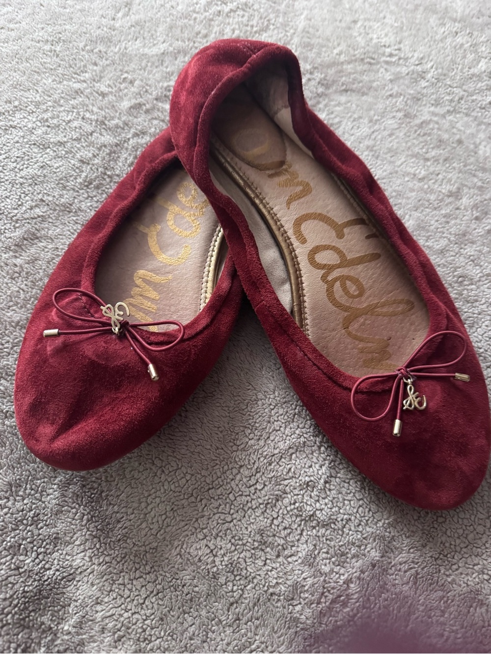 Sam Edelman Wine Red Suede Ballet Flats with Bow